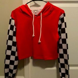 Cropped checkered hoodie